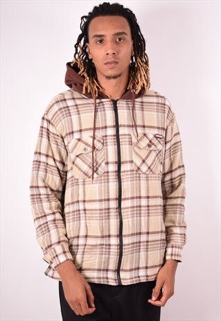 MENS VINTAGE JACKET LARGE BROWN CHECK 90S