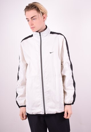 NIKE MENS VINTAGE RAIN JACKET MEDIUM WHITE 90S