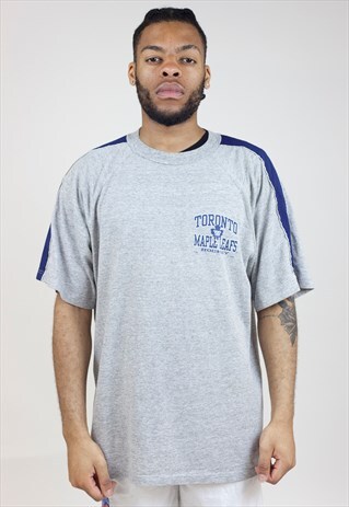 VINTAGE 90S TORONTO MAPLE LEAFS HOCKEY GREY T-SHIRT