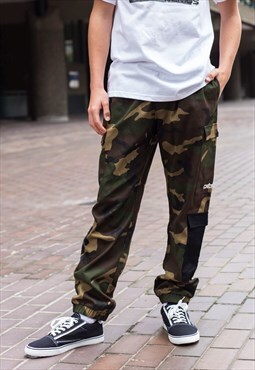 Camouflage Patchwork canvas cargo Trousers pants Chinos