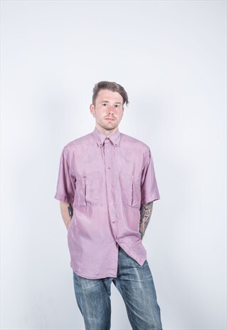 VINTAGE 1980S PURPLE SILK SHIRT