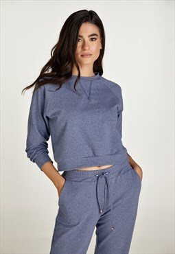 Crop Indigo Melange Sweatshirt