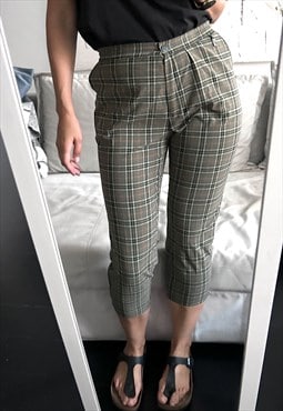 80s Plaid Cropped Pants / Trousers - M