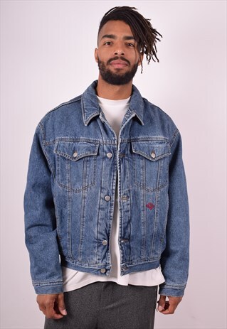 MENS VINTAGE DENIM JACKET LARGE BLUE 90S