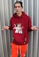 ANGEL PRINT HOODIE RELIGIOUS GRAPHIC OVERSIZE PULLOVER RED