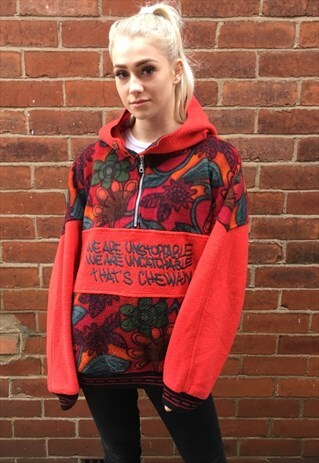 VINTAGE RETRO HOODIE FLEECE GRAFFITI JUMPER