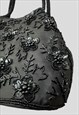80'S VINTAGE LADIES FABRIC MINI EVENING BAG SEQUIN BEADS