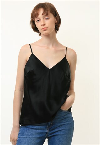LA PERLA BLACK SLEEVELESS SPAGHETTI TOP SIZE S SMALL 4201