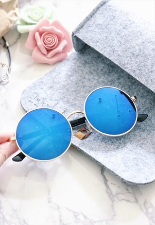 BLUE ROUND SUNGLASSES