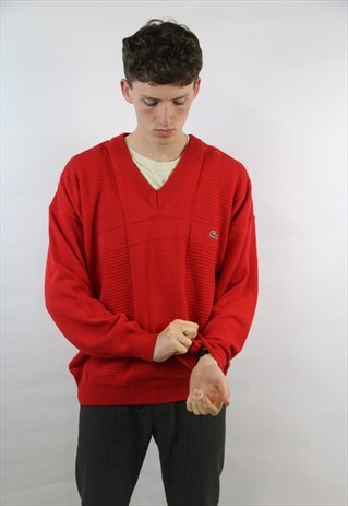 VINTAGE LACOSTE 90'S RED JUMPER