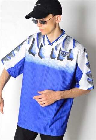 VINTAGE 90S BLUE ABSTRACT JAKO SPORTS T-SHIRT