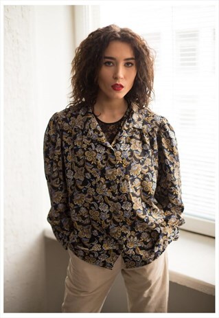 VINTAGE 80'S MULTI COLOUR PATTERNED SHIRT