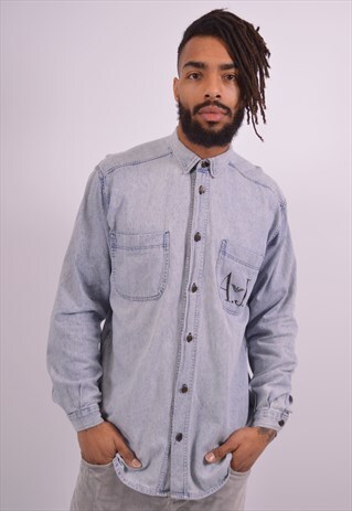 VINTAGE ARMANI JEANS DENIM SHIRT BLUE