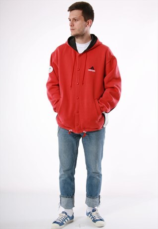 90S VINTAGE ADIDAS RARE OLDSCHOOL COTTON HOODIE JACKET 13792