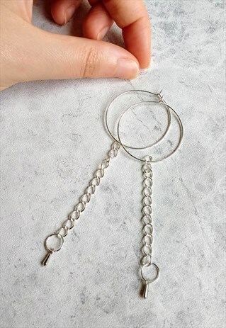 DEWDROP CHAIN HOOP EARRINGS