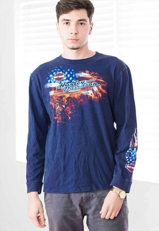 VINTAGE HARLEY-DAVIDSON LONGSLEEVE T-SHIRT LOGO 90S L 10.5