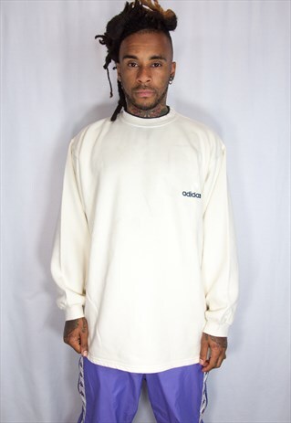 ADIDAS CREAM EMBROIDED VINTAGE SWEATER