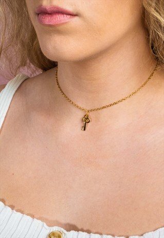 GOLD PLATED KEY CHOKER NECKLACE