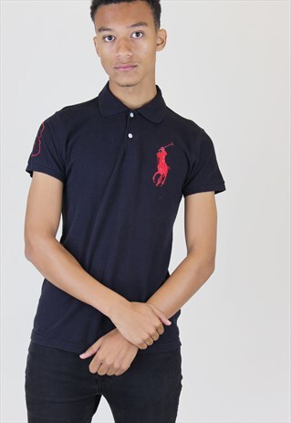 RALPH LAUREN VINTAGE POLO SHIRT RED BLACK