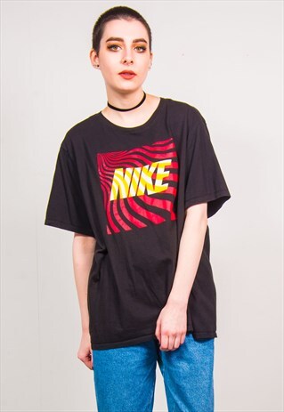 NIKE VINTAGE 90'S BLACK WAVE PRINT SPORTS T-SHIRT