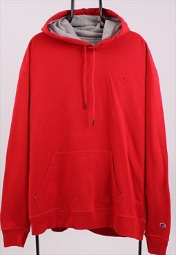 Vintage Men's Champion Bright Red Pull Over Hoodie