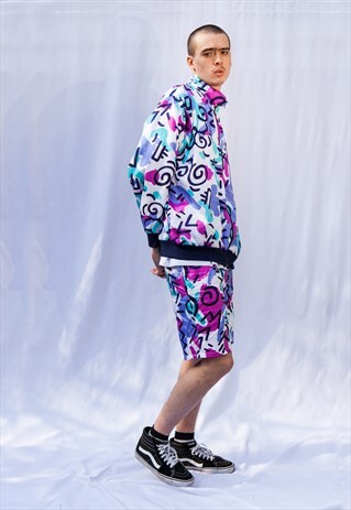 UNISEX TRACKSUIT SHORTS WITH MULTI ABSTRACT ALL OVER PRINT