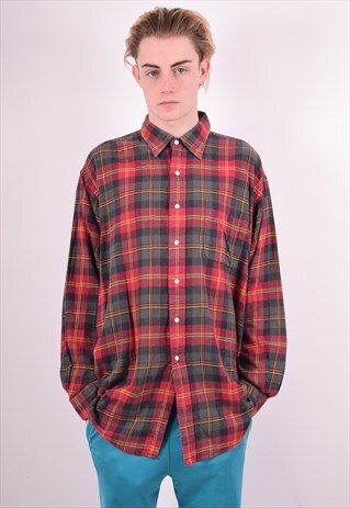 POLO RALPH LAUREN MENS VINTAGE SHIRT XL MULTI TARTAN 90'S