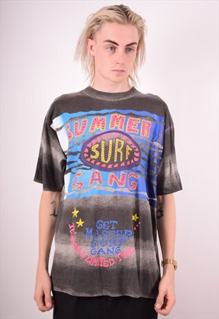 MENS VINTAGE T-SHIRT TOP MEDIUM GREY 90S