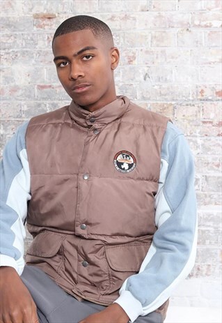 VINTAGE NAPAPIJRI LOGO REVERSIBLE GILET BROWN