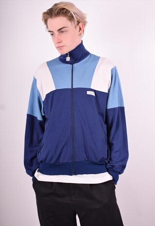 MENS VINTAGE TRACKSUIT TOP JACKET MEDIUM BLUE 90'S