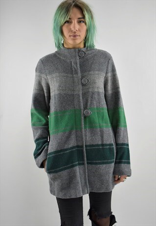 VINTAGE PENDLETON LONGLINE ZIP UP STRIPED WOOL JACKET