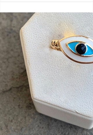 TINA EVIL EYE RING - WHITE