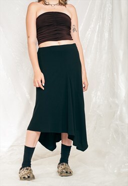 Vintage Skirt 90s Frilly Midi in Black