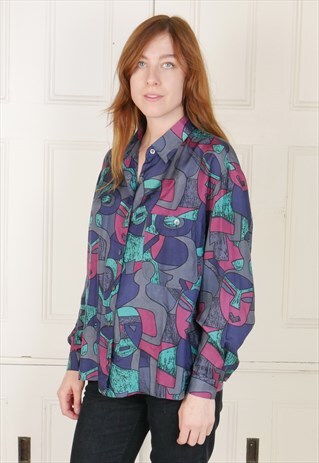 FUNKY PATTERN LADIES SILK BLOUSE SHIRT