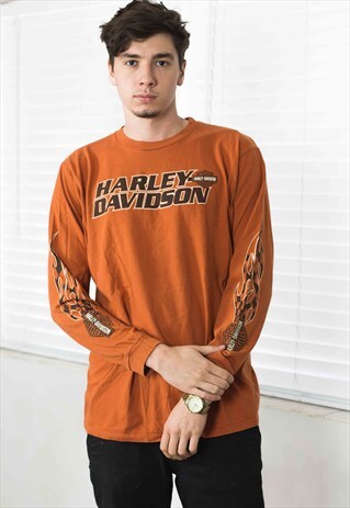 VINTAGE HARLEY DAVIDSON T-SHIRT LOGO 90S L 10.9