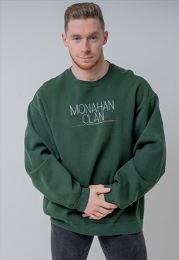 Vintage Irish Monahan Graphic Sweatshirt in Green XL