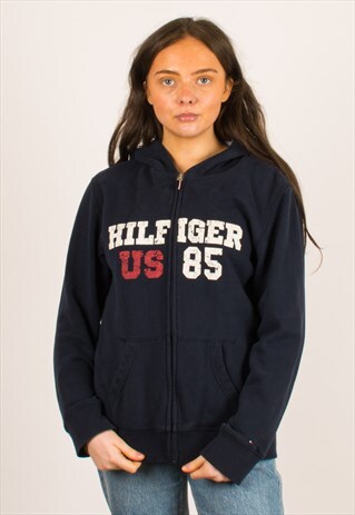 VINTAGE NAVY TOMMY HILFIGER FULL ZIP HOODIE XL