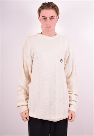 CHAPS RALPH LAUREN MENS VINTAGE JUMPER SWEATER XL WHITE 90S