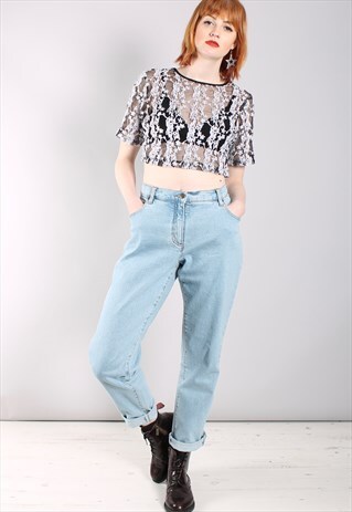 VINTAGE 90S STRETCH DENIM HIGH WAISTED JEANS