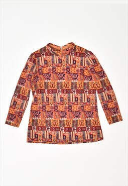 Vintage Jumper Sweater Abstract/Crazy Print Orange