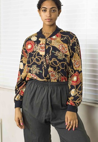VINTAGE BAROQUE BOMBER JACKET 90S X 8.3