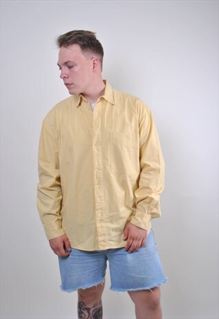 90S YELLOW HERITAGE CLASSIC MINIMALIST SHIRT, SIZE XL