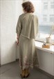 VINTAGE 80S PASTEL GREEN/GREY JIBJIB SLIP DRESS AND CAPE SET