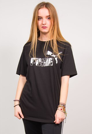 PUMA VINTAGE 90'S BLACK SHORT SLEEVE SPORTS T-SHIRT