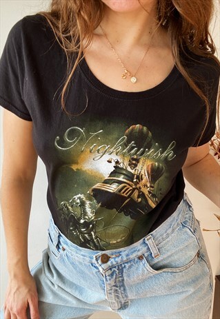 VINTAGE 90S NIGHTWISH LADIES BAND ROCK MUSIC TOP T-SHIRT TEE