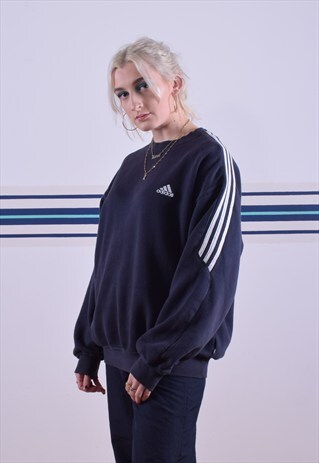 NAVY ADIDAS EMBROIDERED SWEATSHIRT