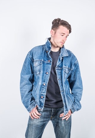 WRANGLER VINTAGE 1990S BLUE RIPPED DENIM JACKET