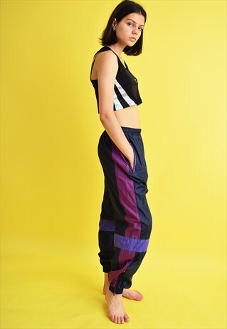 90'S RETRO VARSITY SPORTS TRACKSUIT BOTTOMS TROUSERS