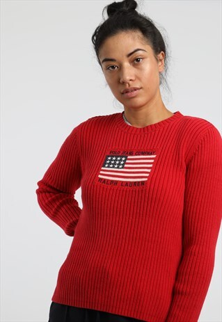 90S POLO RALPH LAUREN EMBROIDERED CABLE KNIT SWEATSHIRT