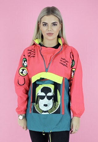 90'S BRIGHT SNOOPY DOG PULLOVER RAIN MAC